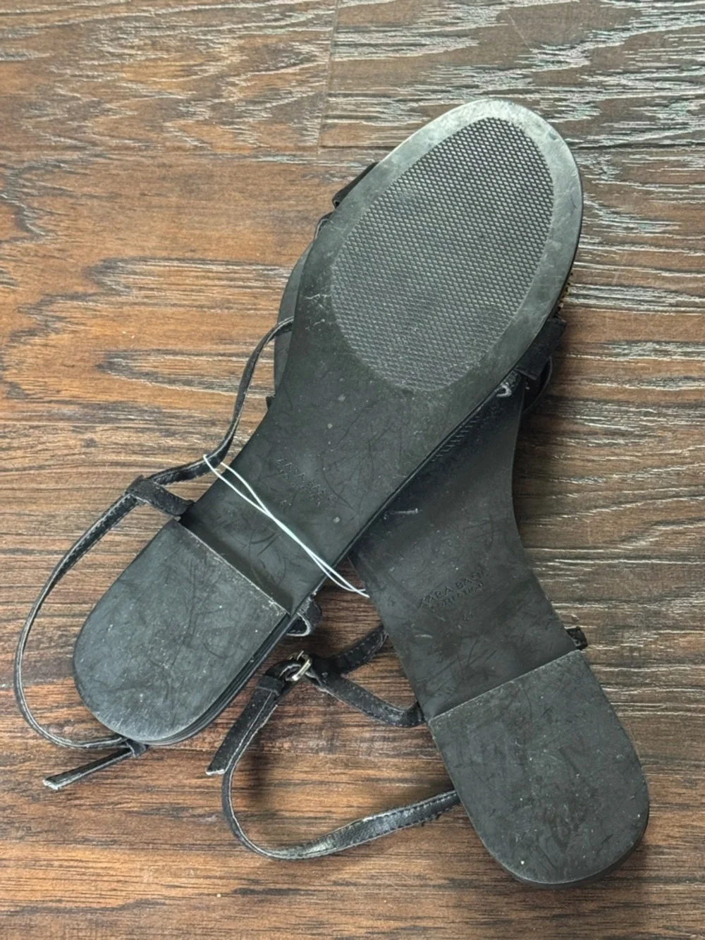 Zara Black Sandals with Metallic Gold Pom Detail - Picture 10 of 11